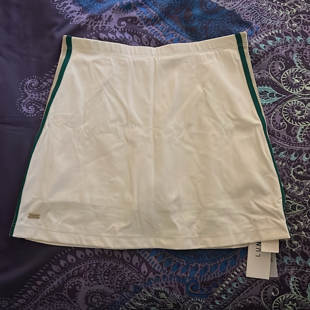 NWT Anthropologie Lune Active River Lift Striped Mini Skirt in Cream - Picture 2 of 9